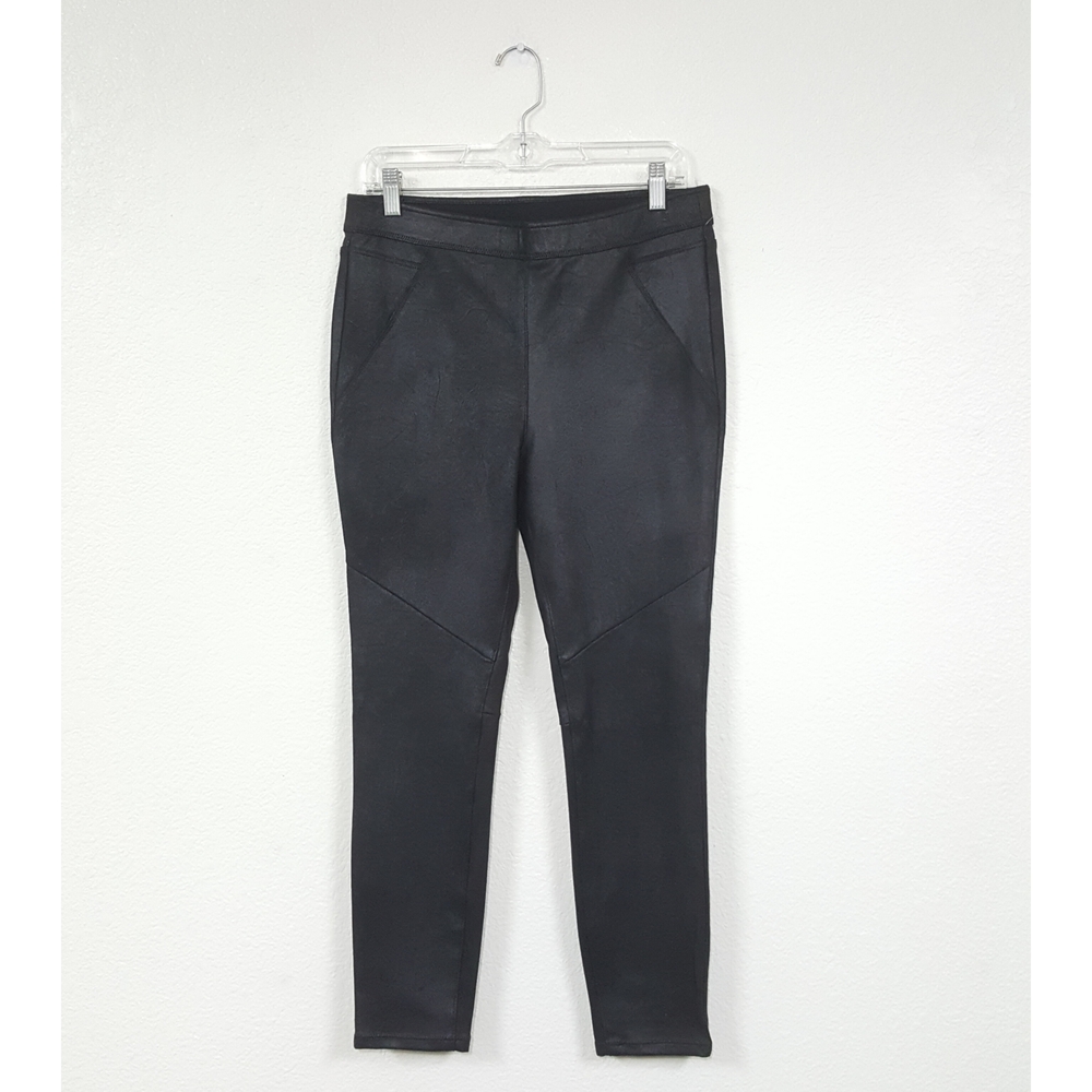 Free People Sz 12 Faux Leather Stretch Black Leggings